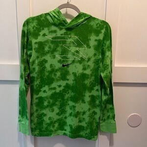 Boys Nike Green Tie-Dye Hoodie long sleeve tee with Logo size X Large